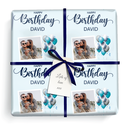 Personalised Birthday Gift Wrapping Paper - Blue Balloons -  Add Text & 1 Photo (copy)