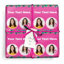 Personalised Birthday Gift Wrapping Paper -  Pink Flamingo - 2 Photos & Add Text