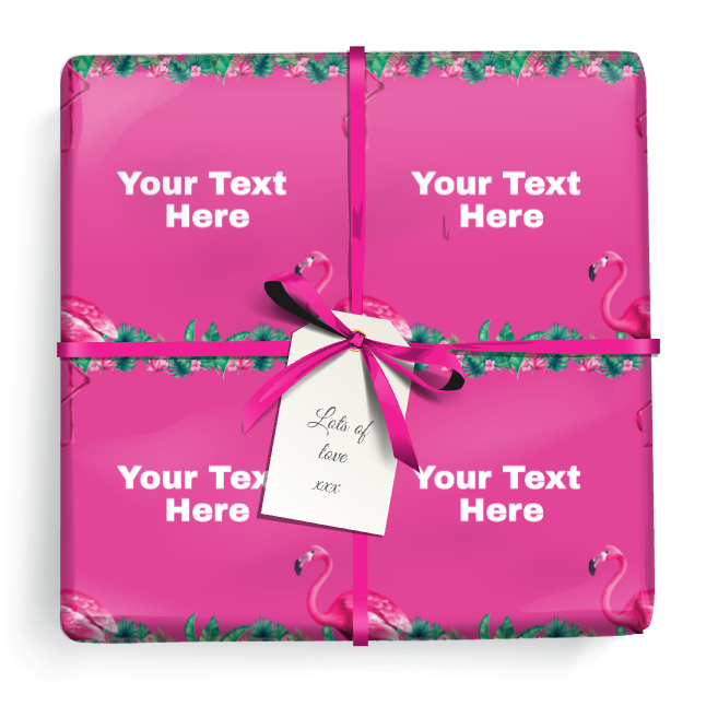 Personalised Birthday Gift Wrapping Paper -  Pink Flamingo - Add Text