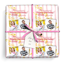 Personalised Party Gift Wrapping Paper - Pink Stripe- Upload 2 Photo & Add Text