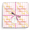 Personalised Birthday Gift Wrapping Paper - Pink Stripe - Add Text