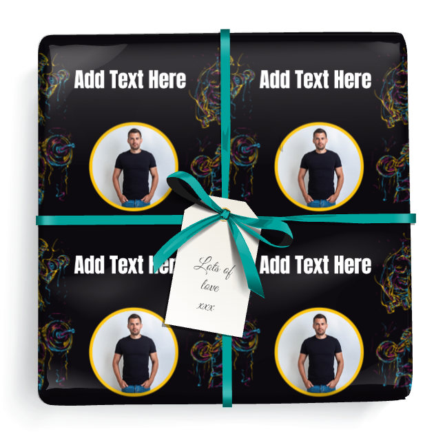 Personalised Birthday Gift Wrapping Paper - Gym Weight Training - Add Text & 1 Photo