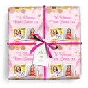 Personalised Birthday Gift Wrapping Paper - Pink Princess Carriage - Add Text & 2 Photo