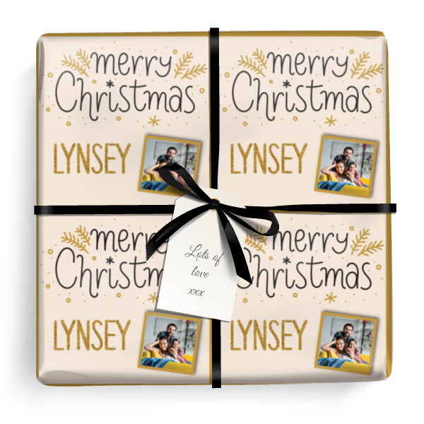 Personalised Christmas Gift Wrapping Paper - Merry Christmas - Add Text & 1 Photo