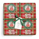 Personalised Christmas Gift Wrapping Paper - Tartan & Wreath Design - Add Text & 1 Photo