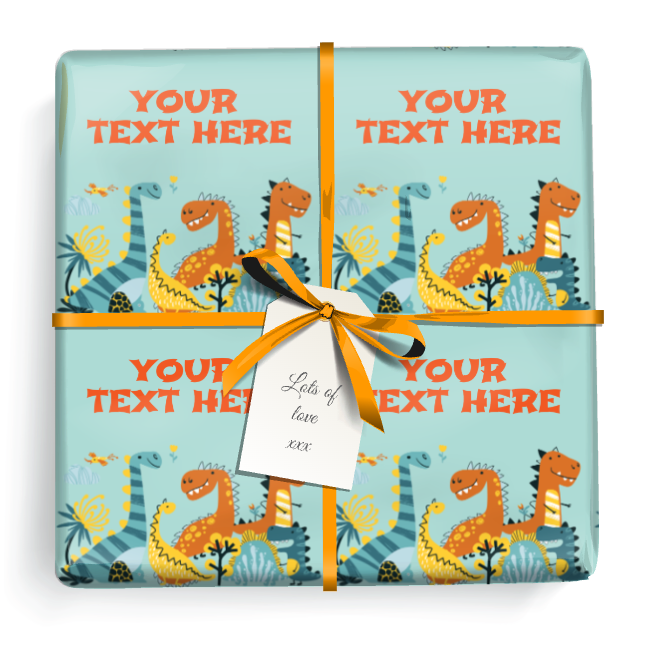 Personalised Birthday Gift Wrapping Paper - Dinosaur -  Add Text