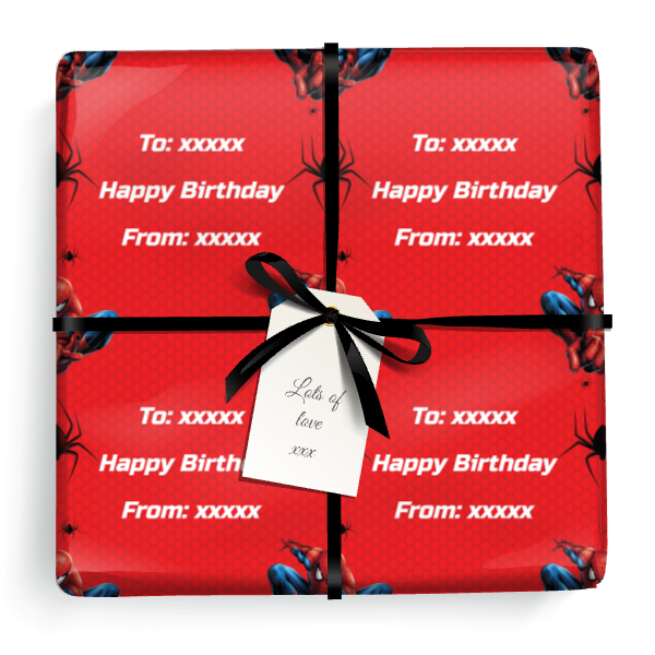 Personalised Birthday Gift Wrapping Paper - Spider Man - Add Text