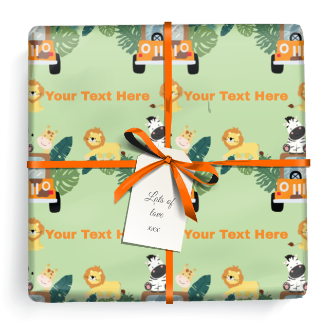 Personalised Birthday Gift Wrapping Paper -  Safari Animal - Add Text