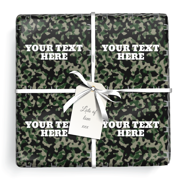 Personalised Birthday Gift Wrapping Paper - Army Camo - Add Text