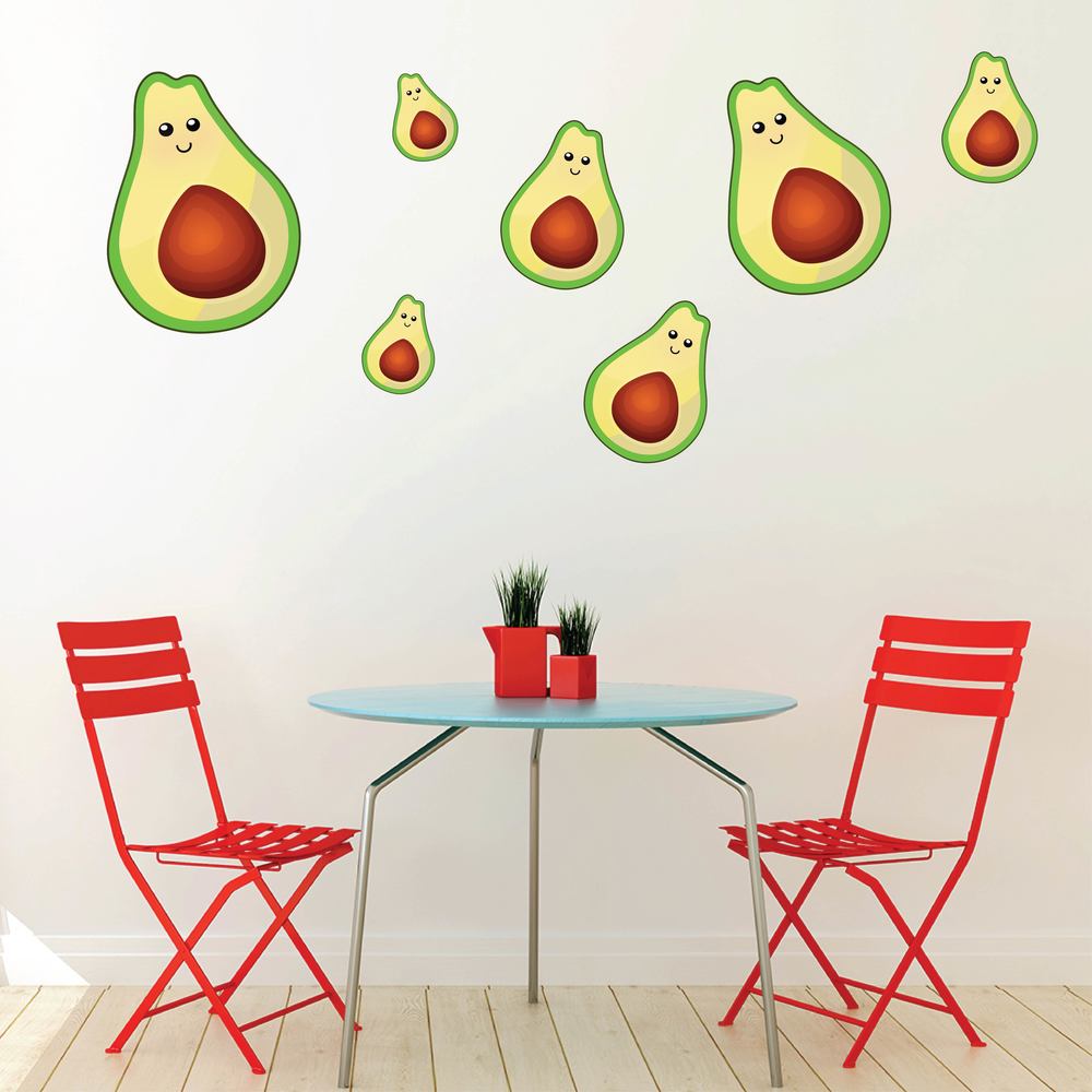 Happy Avocado Fruit Food Wall Sticker Pack