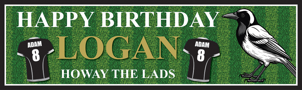 Personalised Birthday Banner - Newcastle Football - Custom Text