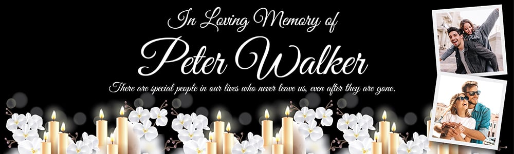 Personalised Funeral Banner - In Loving Memory - Custom Name & 2 Photo Upload