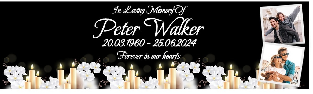 Personalised Funeral Banner - In Loving Memory - Custom Name & 2 Photo Upload