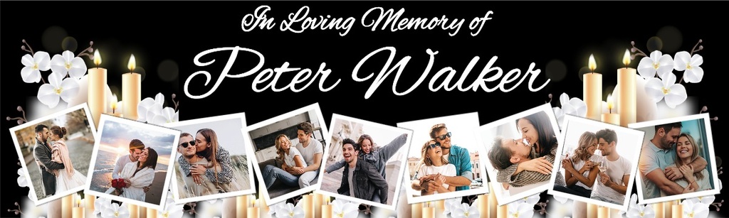 Personalised Funeral Banner - In Loving Memory - Custom Name & 9 Photo Upload