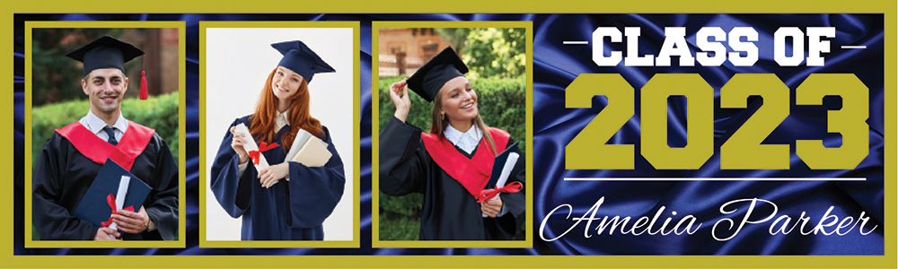 Personalised Graduation Banner - Class Of - Custom Name & 3 Photo Upload