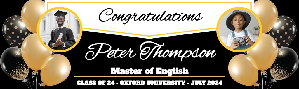 Personalised Graduation Banner - Congratulations - Custom Name, Text & 2 Photo Upload