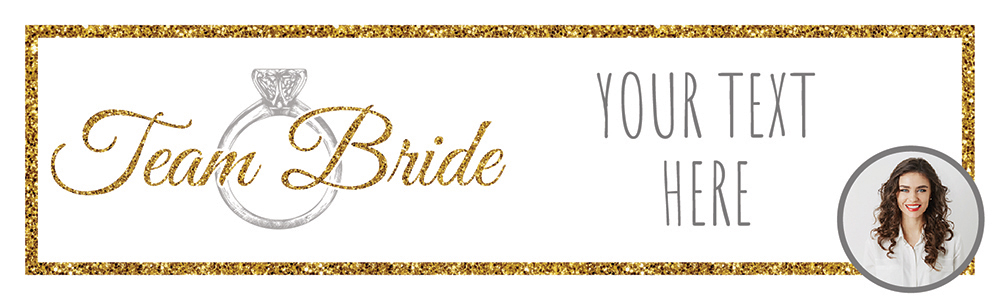 Personalised Hen Do Banner - Team Bride Gold - Custom Text & 1 Photo Upload