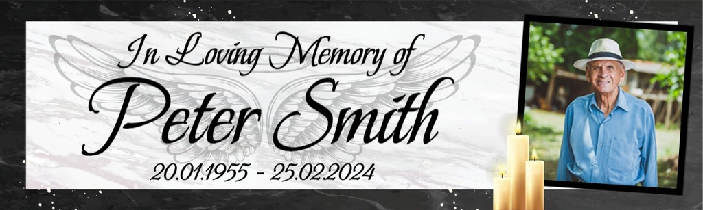 Personalised Memorial Banner - Angel Wings Funeral - Custom Name & 1 Photo Upload