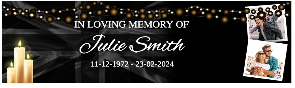 Personalised Memorial Banner - Funeral Candles - Custom Name & Date & 2 Photo Upload