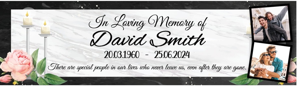 Personalised Memorial Banner - In Loving Memory - Custom Name & 2 Photo Upload