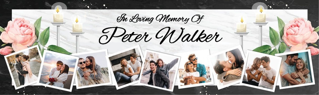 Personalised Memorial Banner - In Loving Memory - Custom Name & 9 Photo Upload