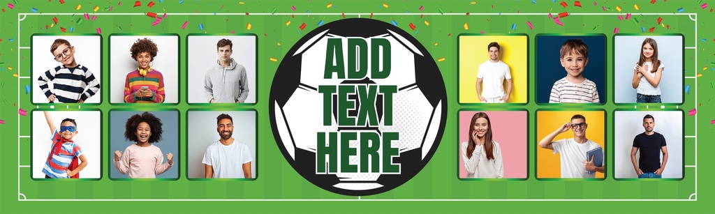 Personalised Party Banner - Kids Football - 12 Photo Upload