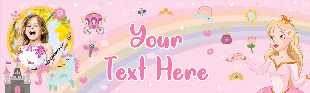 Personalised Party Banner - Rainbow Princess - Custom Text