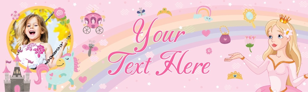 Personalised Party Banner - Rainbow Princess - Custom Text