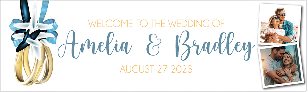 Personalised Wedding Banner - Welcome To The Wedding - Custom Names & 2 Photo Upload