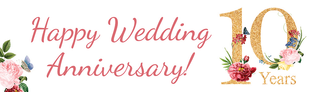 10th Wedding Anniversary Banner - Floral Design