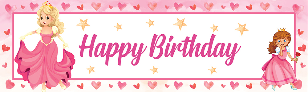 Birthday Banner - Pink Princess & Stars