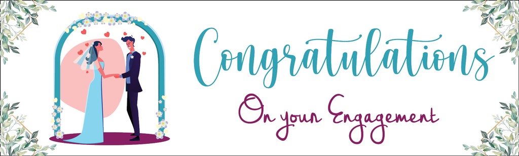 Engagement Party Banner - Blue Congratulations