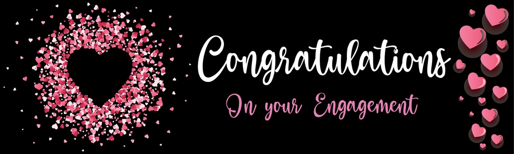 Engagement Party Banner - Pink Love Hearts Congratulations