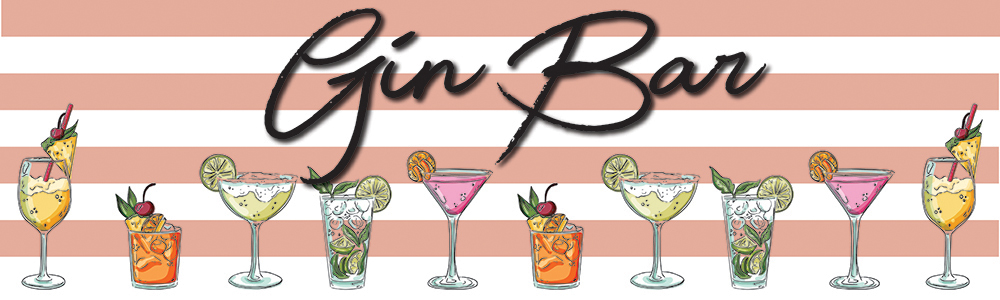 Gin Bar Banner - Cocktails - Pink Stripes