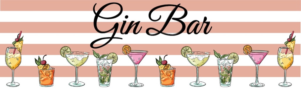 Gin Bar Banner - Cocktails - Pink Stripes