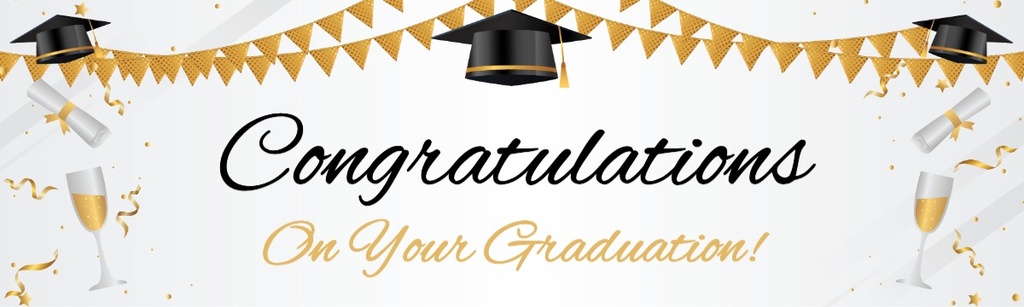 Graduation Banner - White & Gold Congratulations On Your