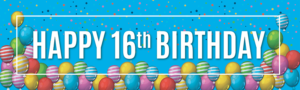 Happy 16th Birthday Banner - Balloons
