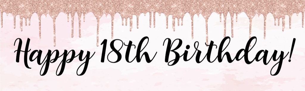 Happy 18th Birthday Banner - Pink Glitter