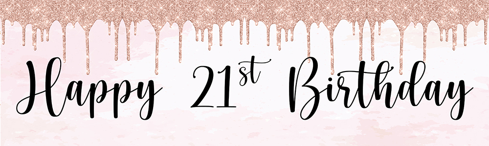 Happy 21st Birthday Banner - Pink Glitter