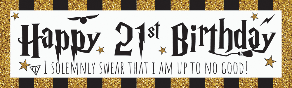 Happy 21st Birthday Banner - Wizard Witch Design