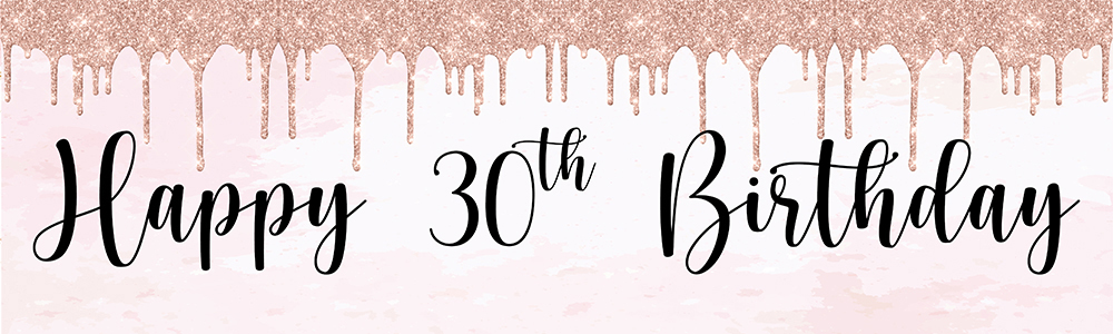 Happy 30th Birthday Banner - Pink Glitter