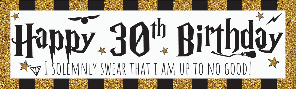 Happy 30th Birthday Banner - Wizard Witch Design