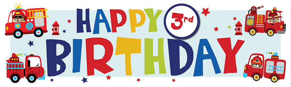 Happy 3rd Birthday Banner - Fire Engine