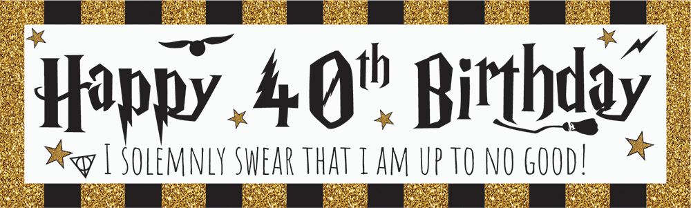 Happy 40th Birthday Banner - Wizard Witch Design