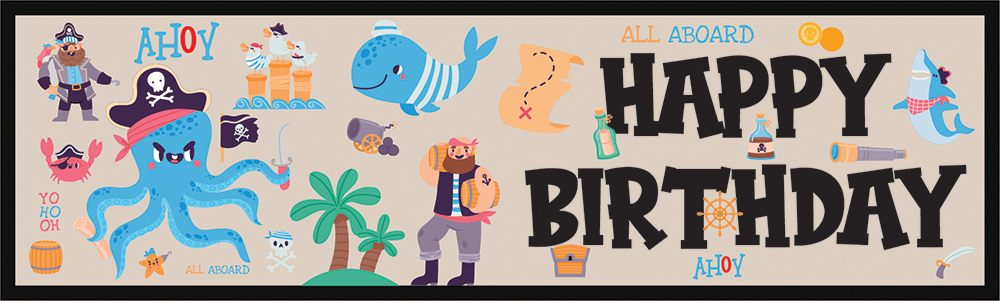 Happy Birthday Banner - Ahoy! Under The Sea Pirate