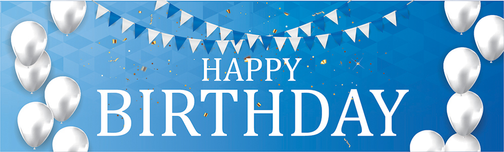Happy Birthday Banner - Blue Bunting Party Balloons