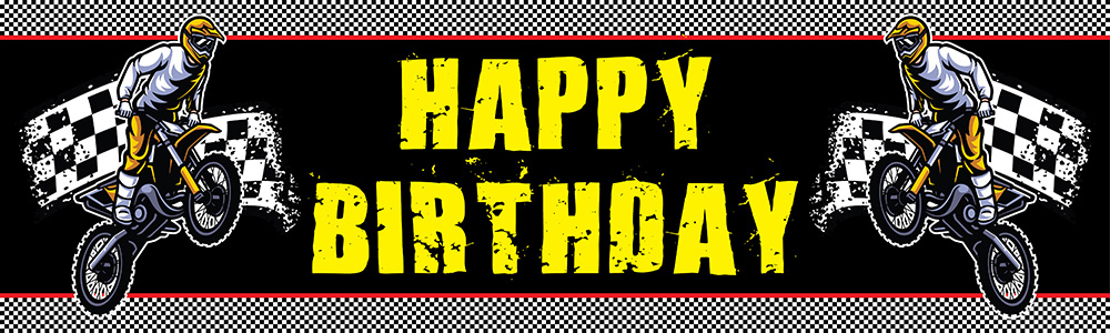Happy Birthday Banner - Dirt Bike Teenage