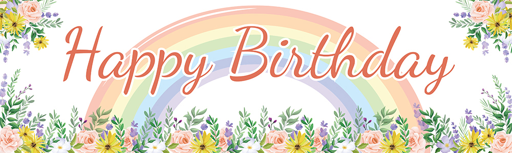 Happy Birthday Banner - Floral Rainbow