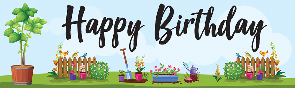 Happy Birthday Banner - Gardening Theme
