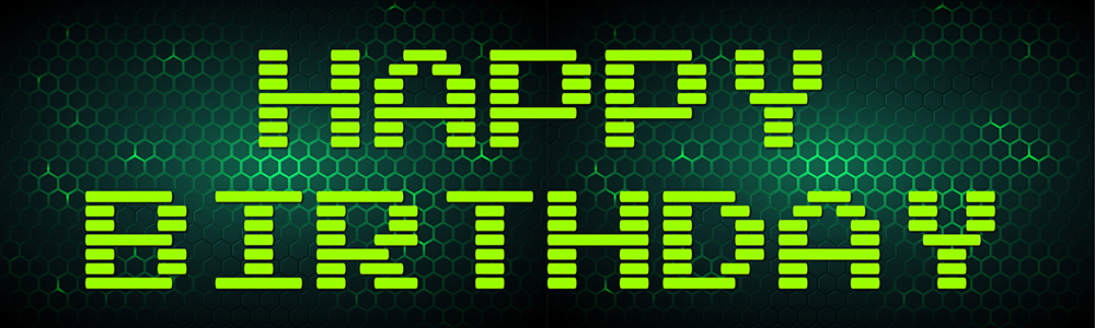 Happy Birthday Banner - Green Gaming Font